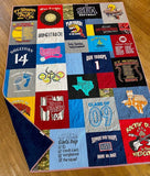 Kristin Blandford Designs Tshirt Quilt Custom DEPOSIT Memory Blanket Graduation Gift Tee Handmade Keepsake Sport Clothing College Birthday Lap Throw Twin Memorial