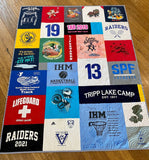 Kristin Blandford Designs TShirt Quilt Custom Memory Blanket made from Tee Shirts Graduation Birthday College University Gift Memorial Sports Jersey Keepsake Quality